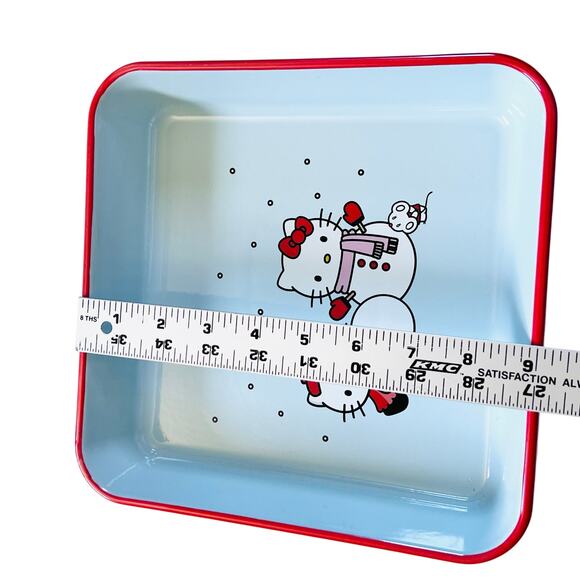 Hello Kitty Square Baking Pan 9" Christmas Snowman Ceramic Casserole Bakeware - Picture 6 of 7